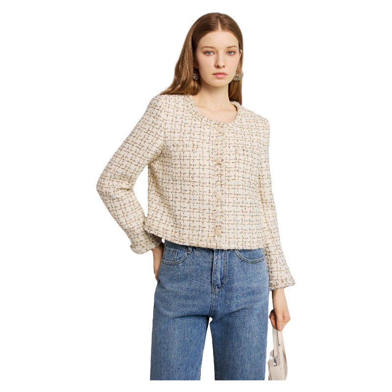 Minimalist Straight Line Elegant Cut Women Tweed Mtm Factory for Corporate Look