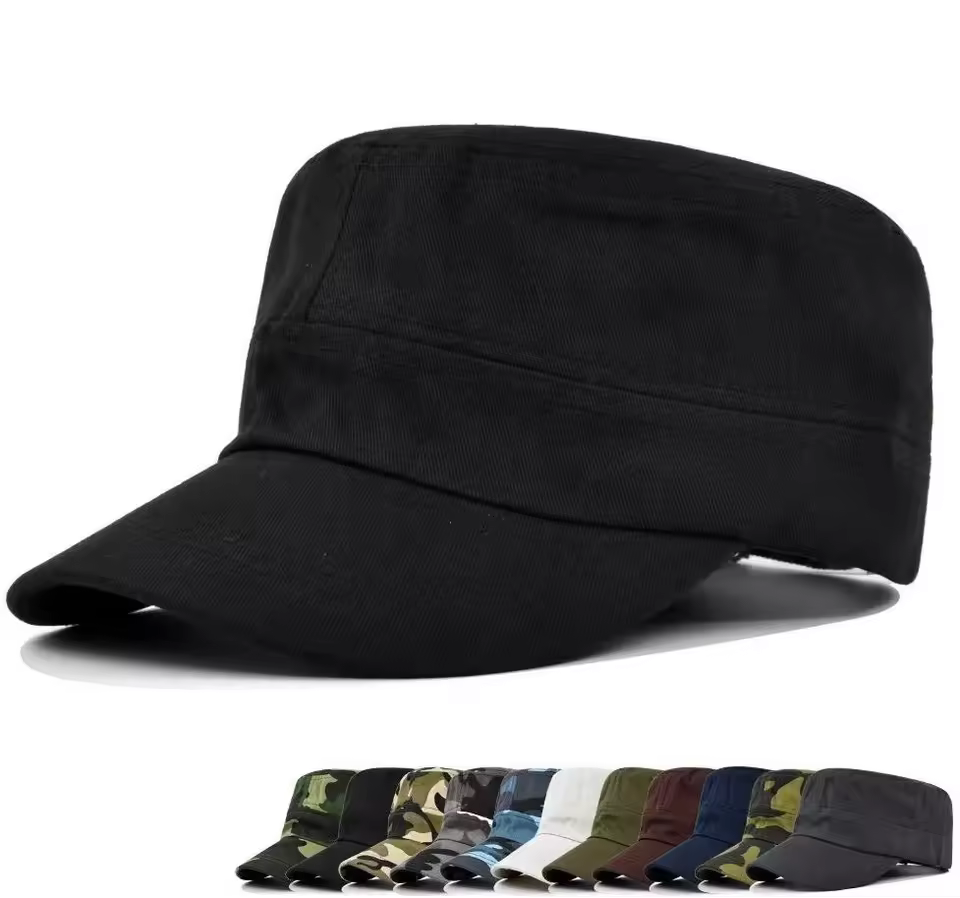 Wholesale Cheap Factory In Stock Captain Cap Solid Twilled Cotton Blank Flat Top Sports Hat For Men Spring Summer Sun Shade