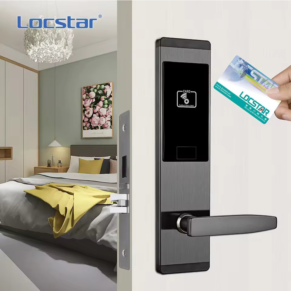 2025 Locstar Best Selling Security Rf Card Management System Software Electronic Keyless Door Lock For Hotel Front Doors