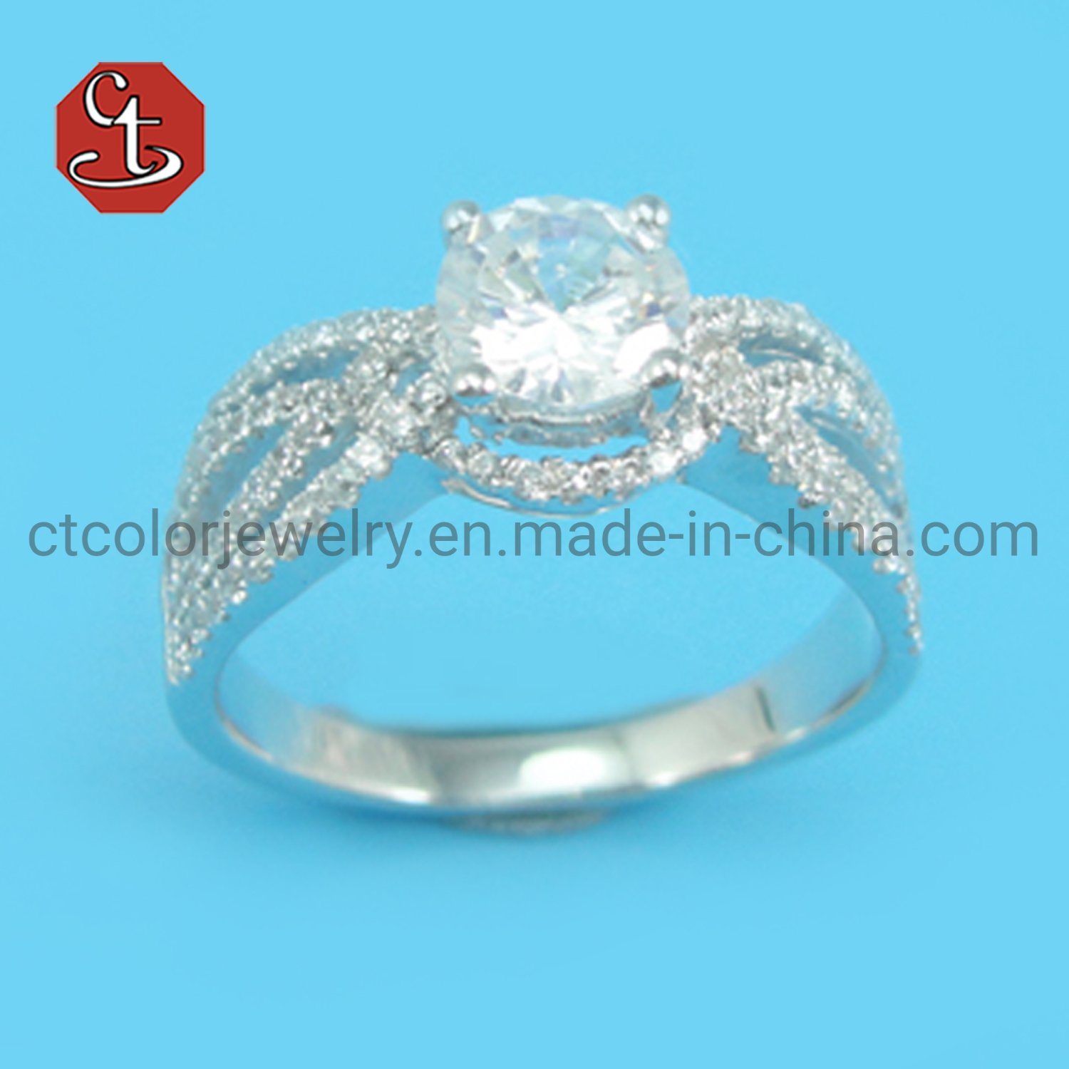 Women Ring Micro Wax Setting Pave Cubic Zircon Dazzling Bridal Ring