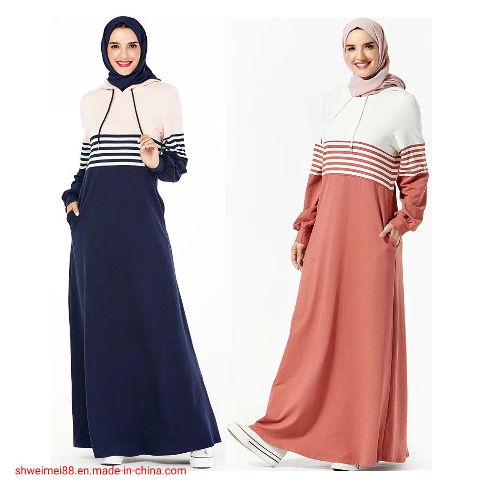 Plus Size Muslim Maxi Dress Sport Dresses Long Sleeves Islamic Hijab Knitwear Abaya