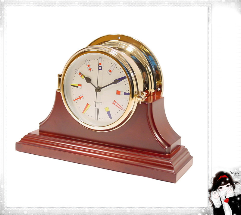 Nautical Clock Single Mahogany Finish