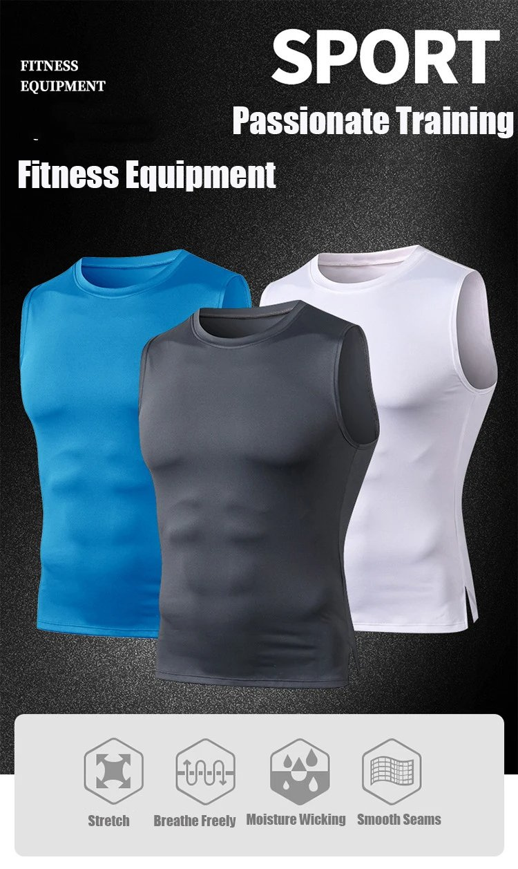 Summer Workout Vest Men Gym Tank Top Compression Quick Drying Sleeveless Training Shirt Running Jersey Sportswear