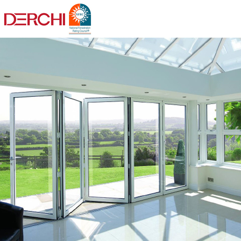 Minimalist Design Villa House Exterior Aluminium Folding Glass Sliding Bifold Door / Bifold Patio Door