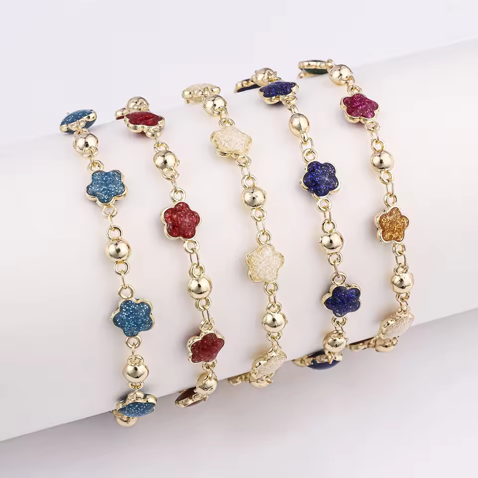 Manufacturers Direct Wholesale Flower Shape Bracelet Multi Color Oil Drop Enamel Bracelet