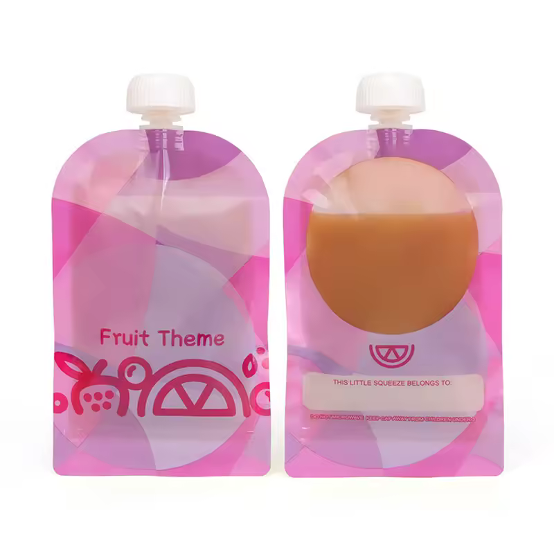 Ready To Ship Refill Kids Juice Stand Up Spout Bags Reusable Baby Food Pouches Squeeze Pouch For Kids Fruit Puree Packaging
