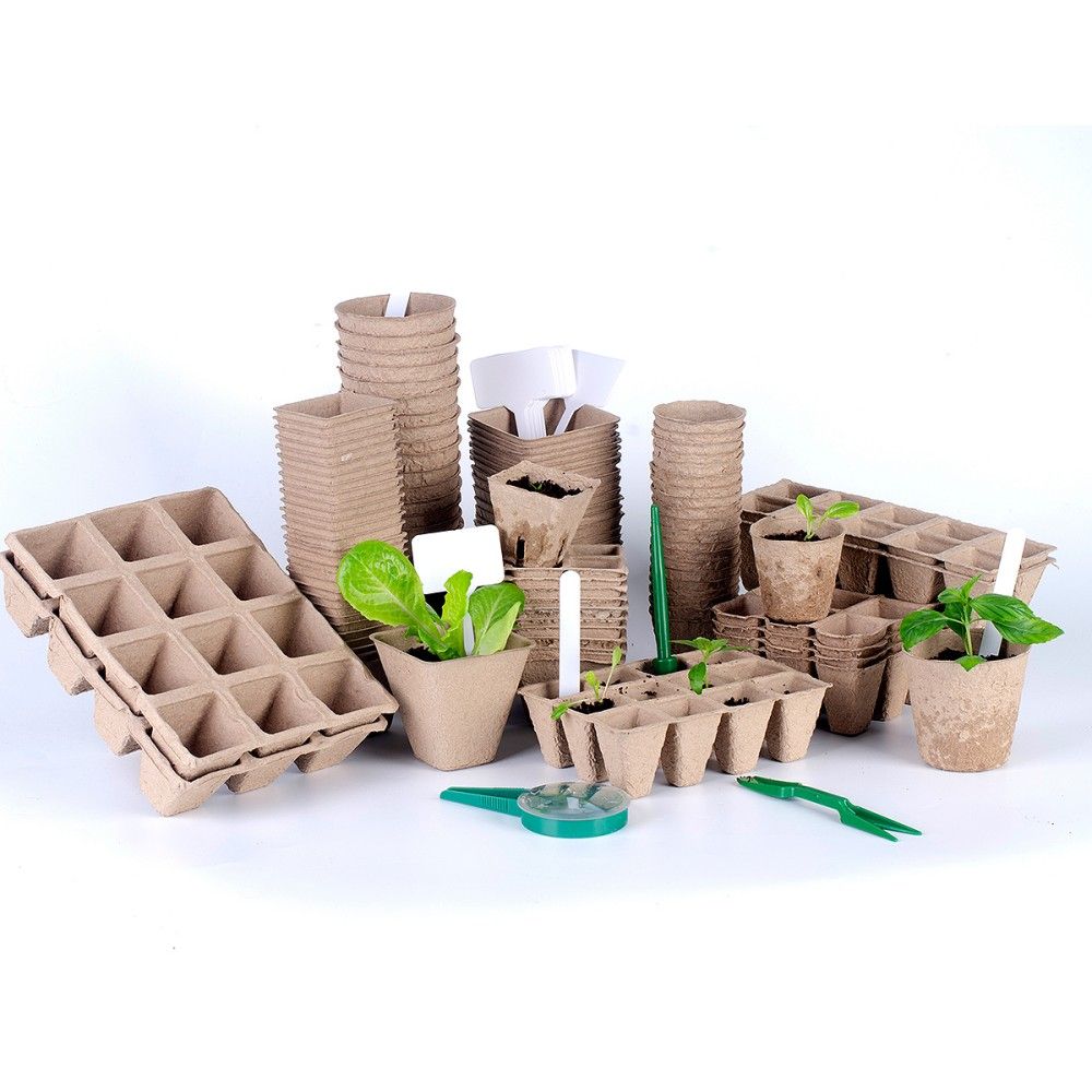 10PCS Paper Peat Pot Trays 3X4 Cups Pulp Nursery Pots for Plant Starters Seedlings and Growing