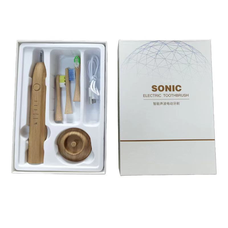 Pure Natural 2020 New Design Bamboo Electric Toothbrush with Bamboo Holder