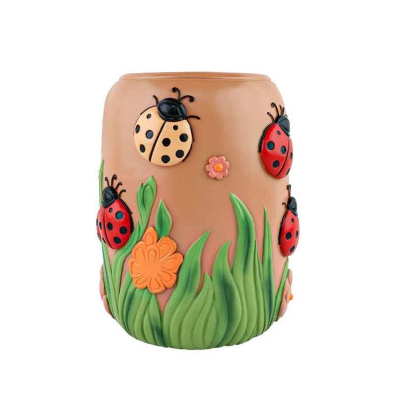 Outdoor Decorative Ladybug Flower Pot Resin Craft for Home and Office Aesthetics