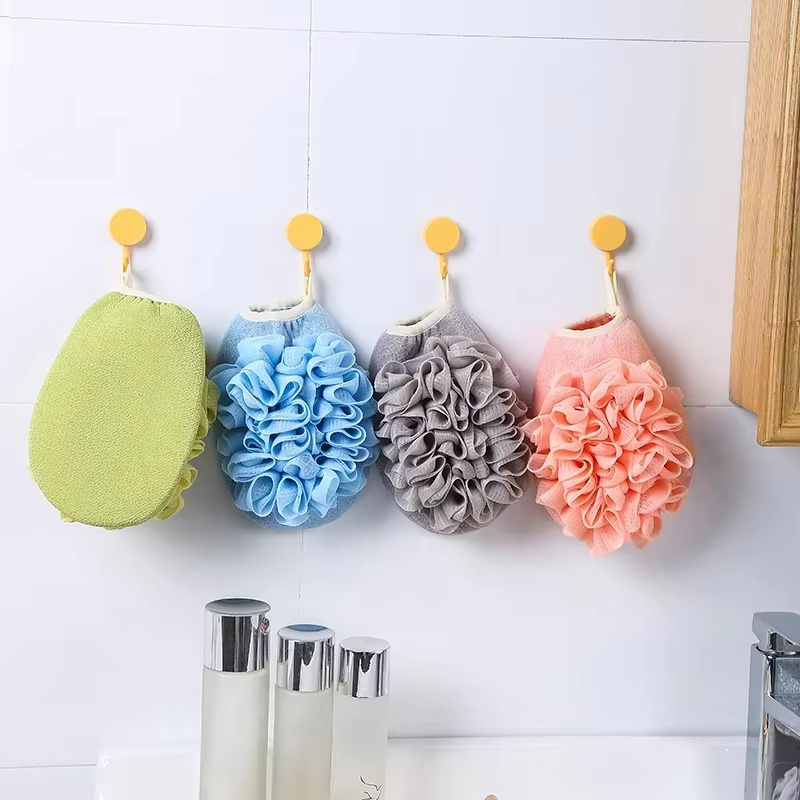 High Quality Mixed Color Flower Ball Bath Loofah Body Sponge Brushes Shower Glove with Exfoliating Pouf Mesh Bath Scrubbers