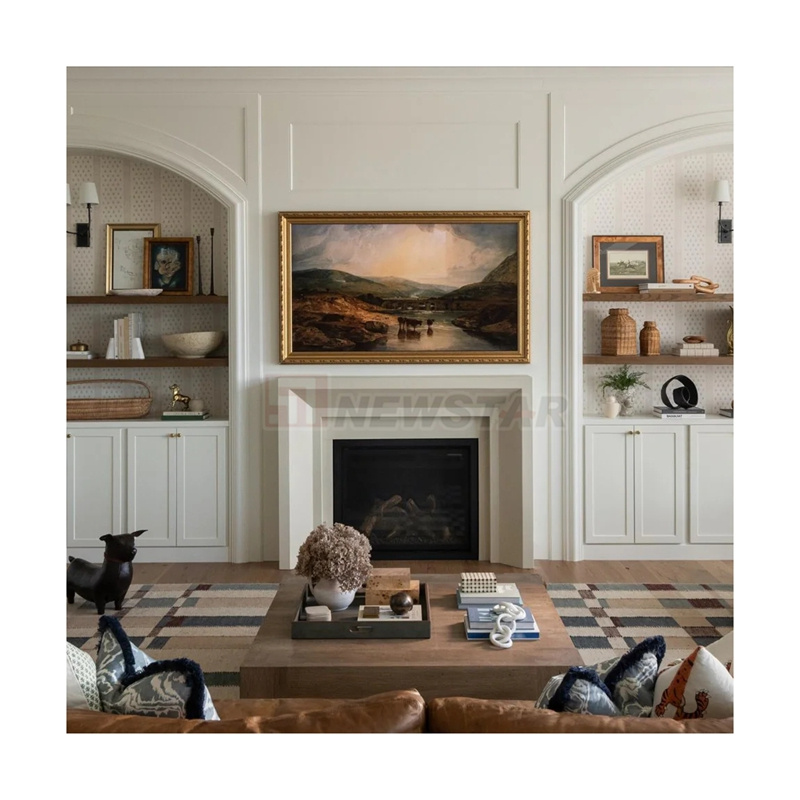 Newstar Luxury Style Natural White Marble Fireplace Customize Size Home Decoration Marble Fireplace