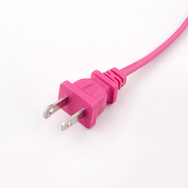 Wholesale 125V 5A 13A 15A 2 Pin America Cable Pink Extension Cables NEMA 1-15p AC Plug Power Cord