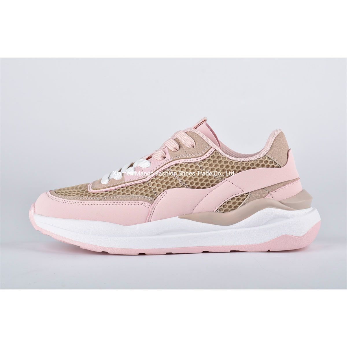 Manufacturer Women Sport Shoes PU Sole Leisure Breathable Mesh Athletic Shoes Laceup Sneakers