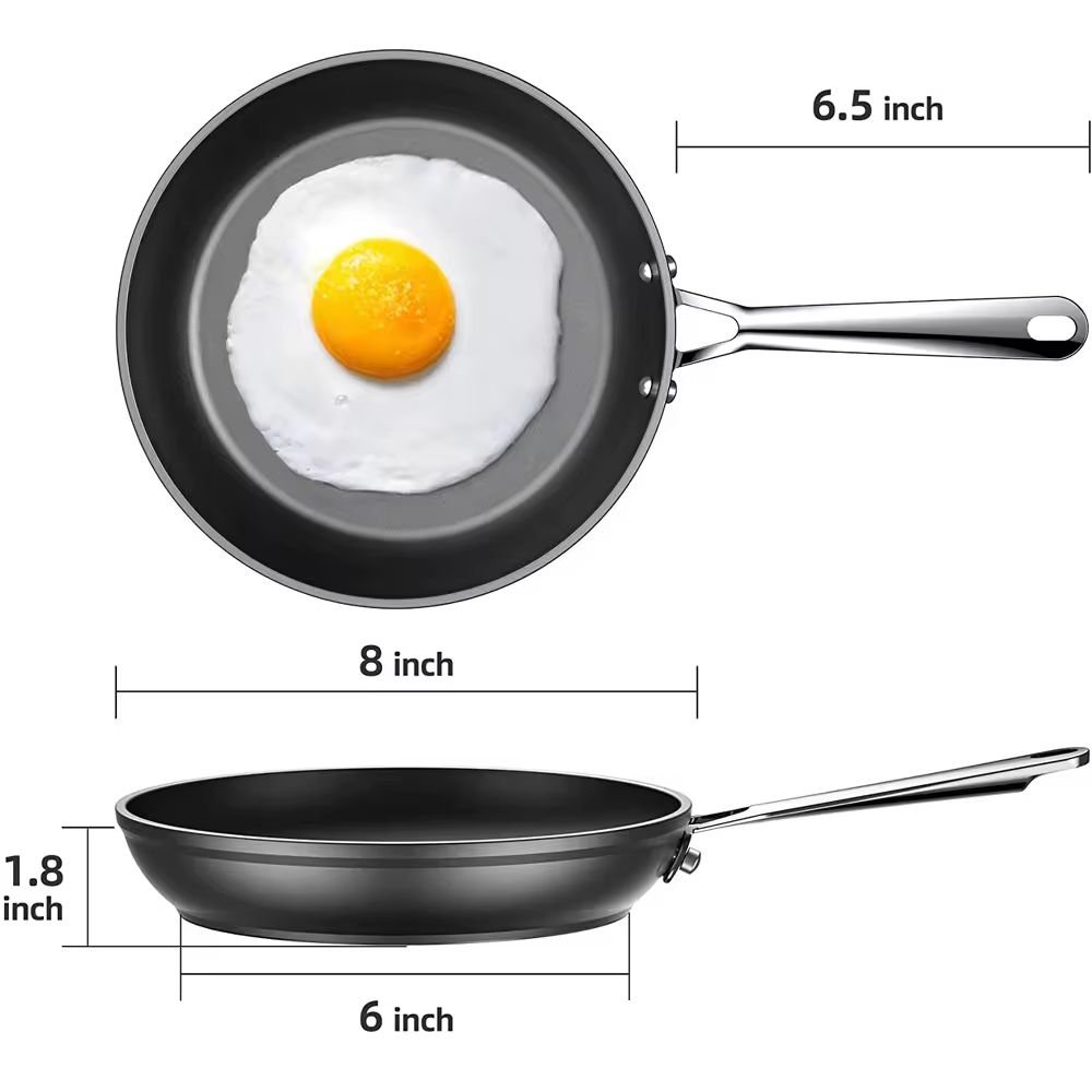 High Quality Cheap Cookware Tri -Ply Enameled Cast Iron Frying Pan Egg Non -Stick Kitchen Cooking Pans