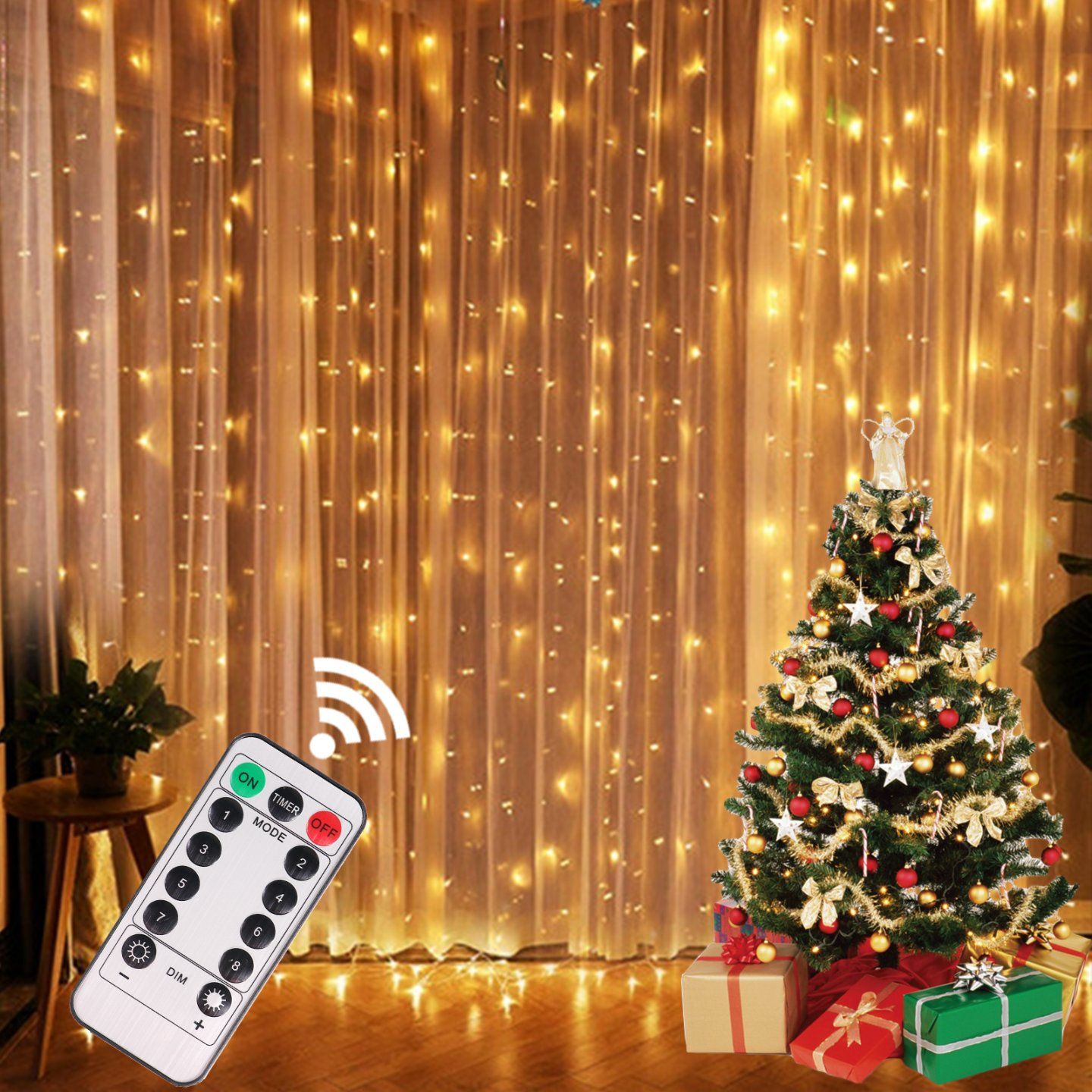 Christmas Lights Curtain Garland Merry Christmas Decorations for Home Birthday Mother's Day Gifts Navidad 2024 New Year Decor