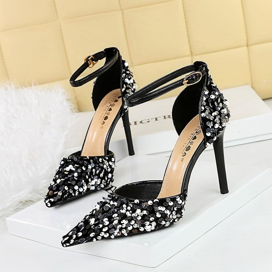Women's Ultra-High Heeled Shoes with Ankle Strap Hollow Direct Slim Heels Hard-Wearing Summer Accessory