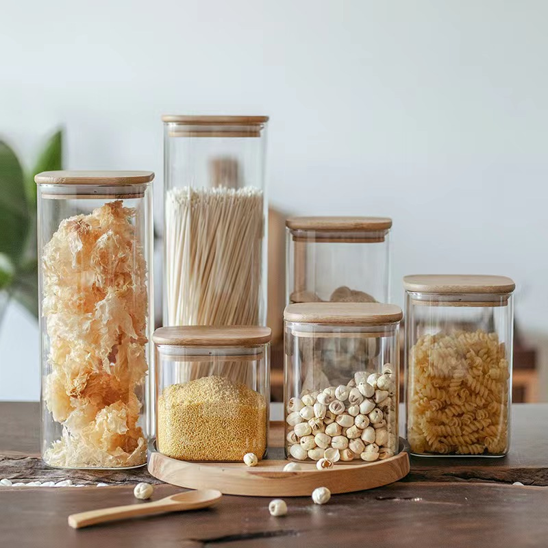 Glass Square Jar for Food Storage Canister Glass Container