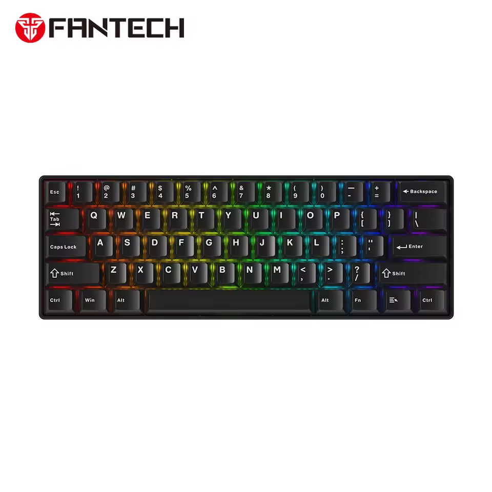 Fantech Mk211 Wholesale Price Customized Logo Wired Mechanical Gaming Keyboard 61 Keys Rgb Lighting Usb-c Keyboard For Gaming