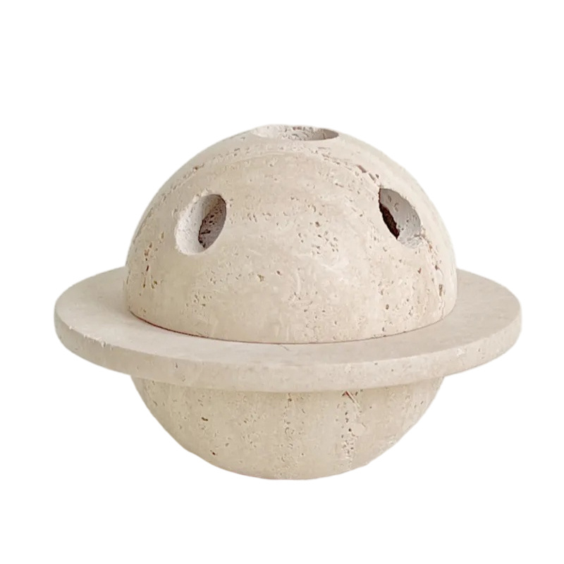 Earthy Beige Travertine Aromatic Orb Arabic Travertine Incense Holder Marble/Travertine Burner Holder