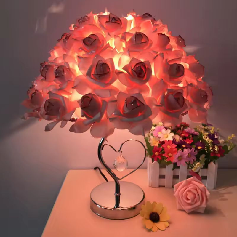 European Style Table Lamp Rose Led Night Light Bedside Table Lamp Home Wedding Gift Girlfriend Lover Mother Best Gift