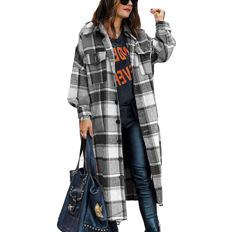 Classic Checkered Woolen Coat Jacket