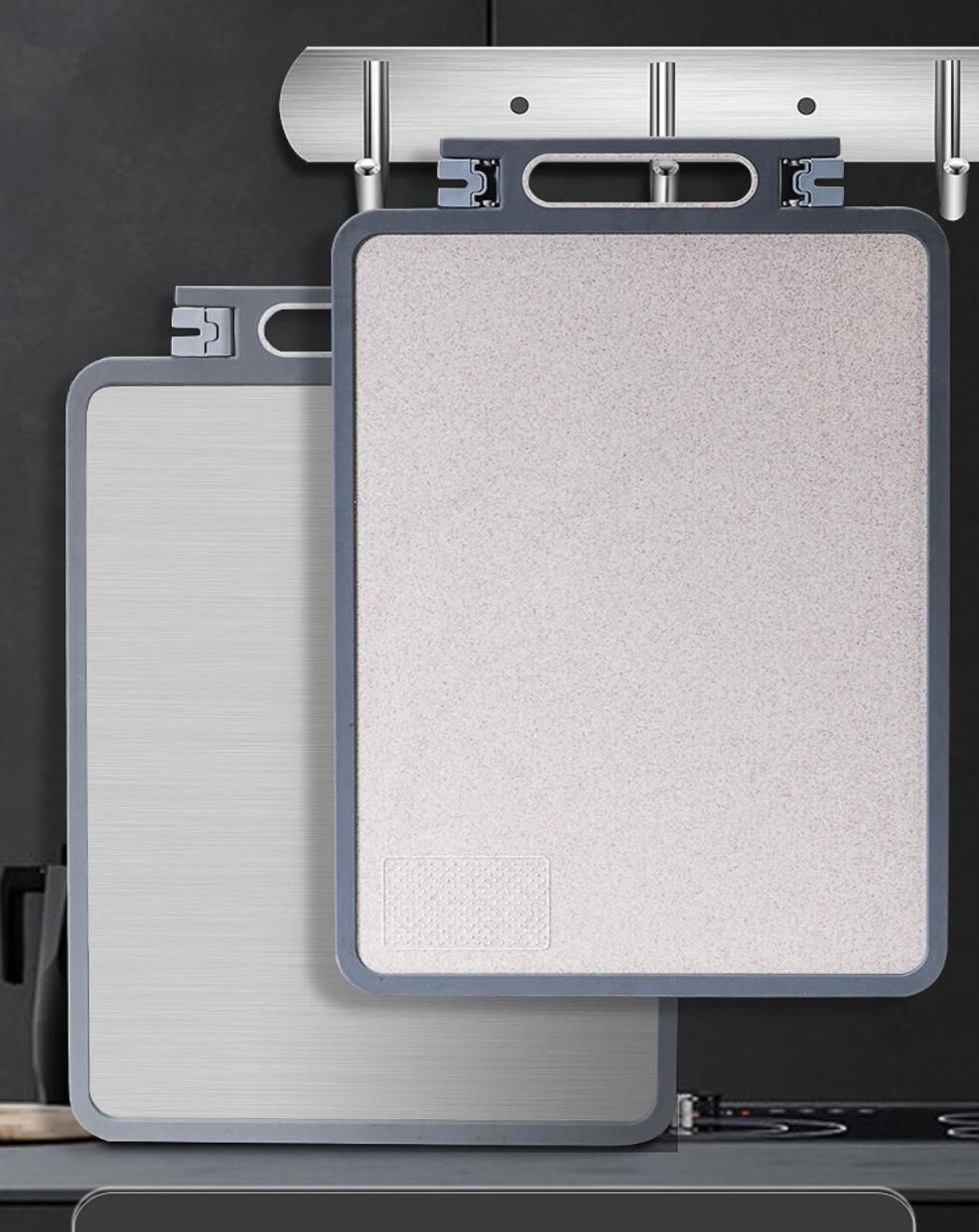 Hot Selling Kitchen Chopping Board Eco Friendly Wheat Straw Stainless Steel Vegetable Meat Cutting Board with Sharpener