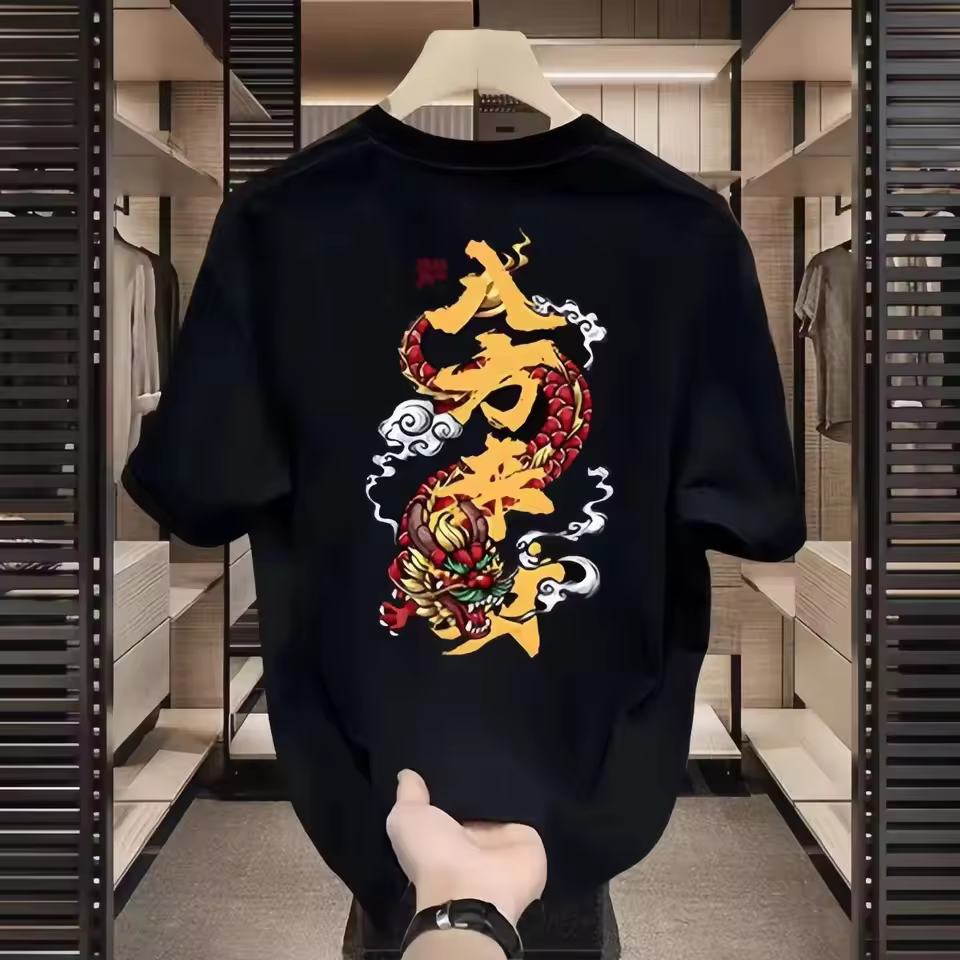 2025 Europe And America New Fashion Brand Short-sleeve T-shirt For Men Summer Loose Design Pattern Printed Top Oversized Fit