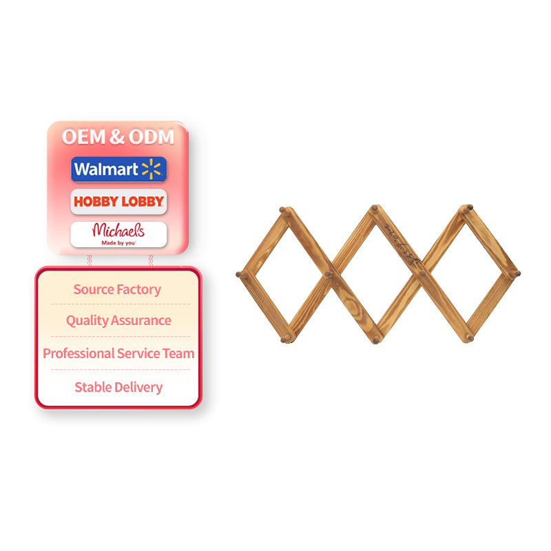 Expandable Coat Rack with 14 Hooks, Wooden Accordian Peg Rack