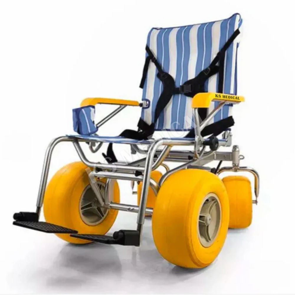 Ksm-Sw2 Lightweight Waterproof Beach Wheelchair for Elderly Premium Export Quality All-Terrain Mobility Beach Chair with Armrest