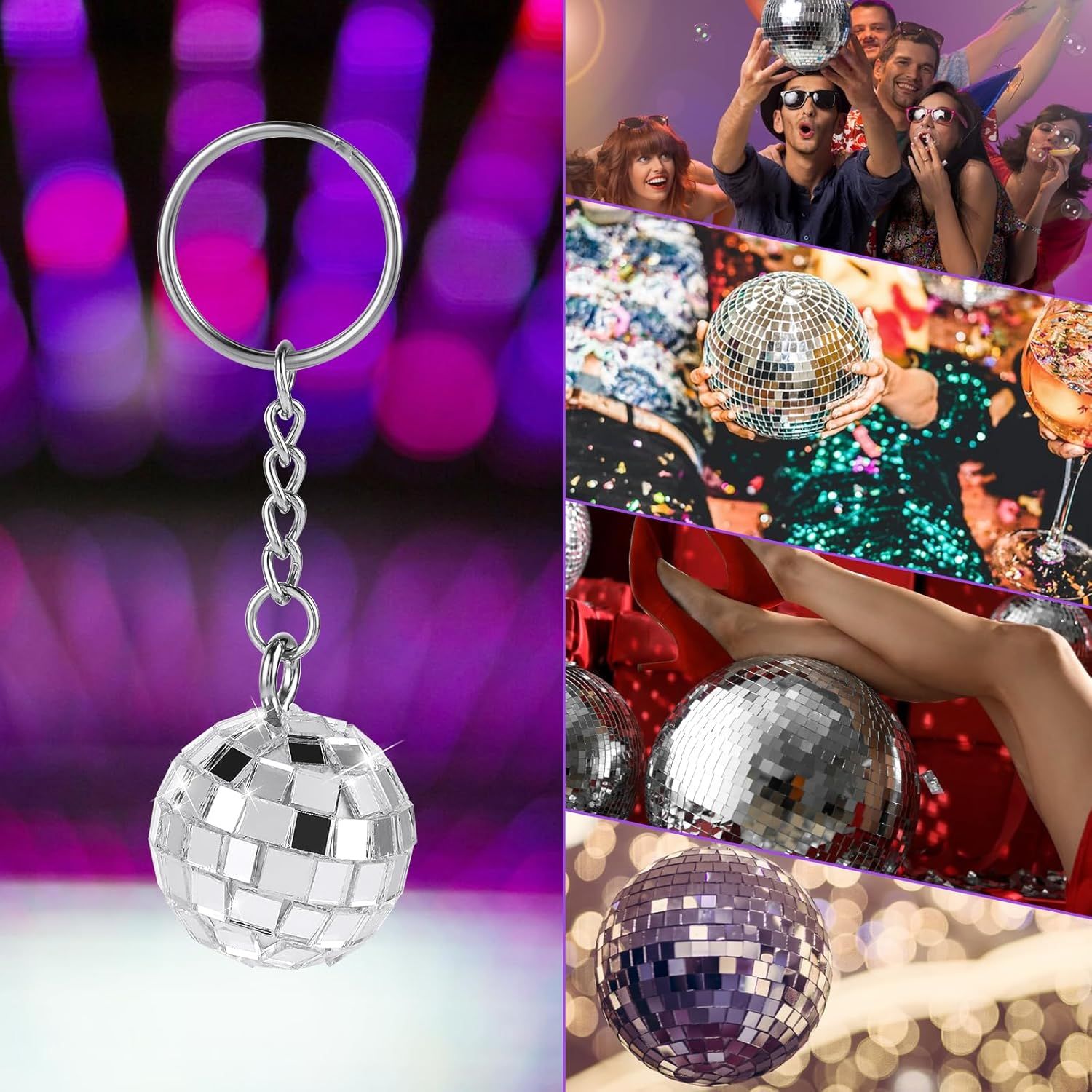 Disco Party Favors for Halloween & Christmas Wedding Decorations Disco Ball Keychain