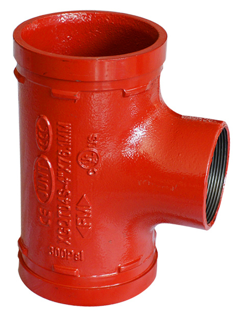 Factory Direct Ductile Iron Grooved Pipe Fitting Threaded Reducing Tee