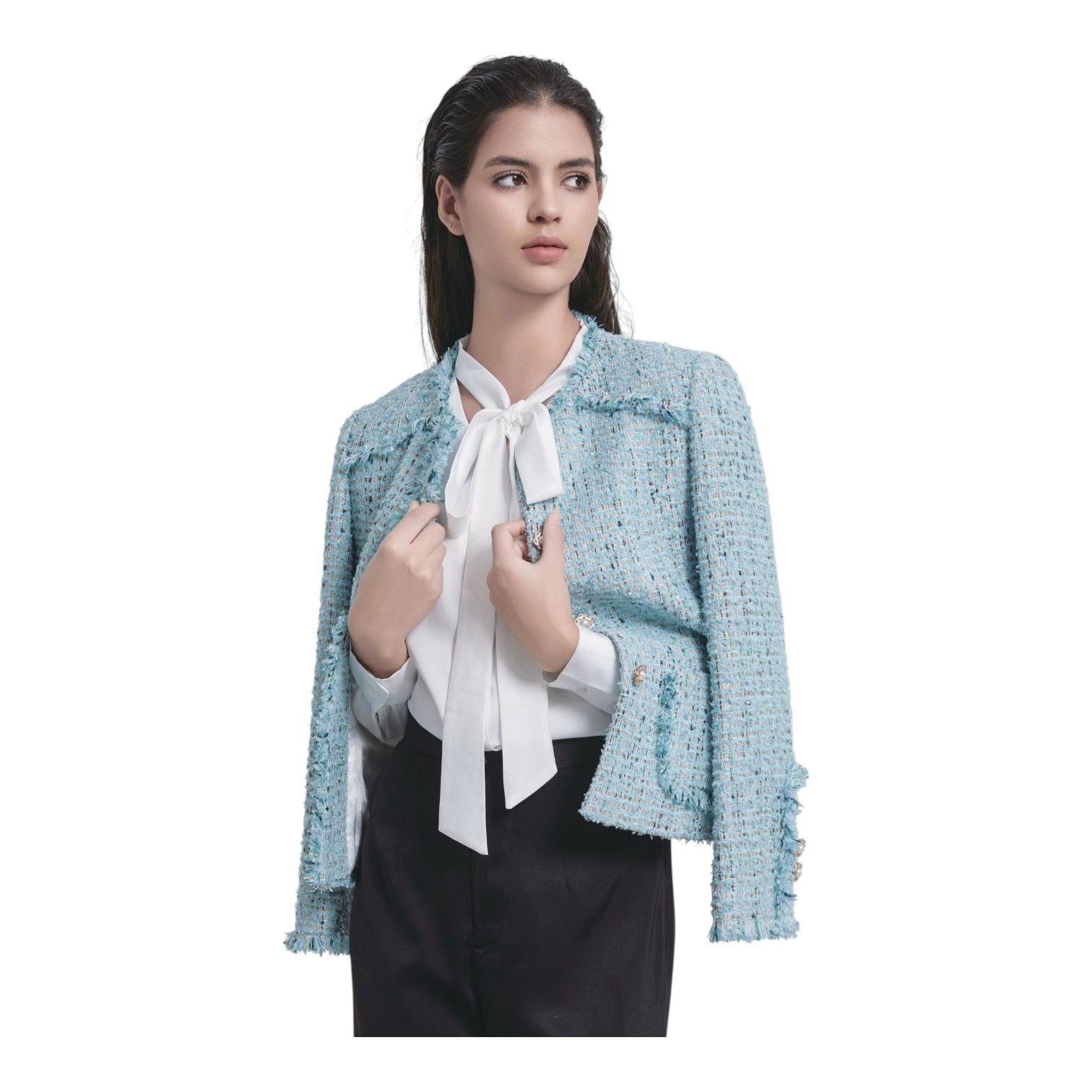 Classic Double-Breasted Design Offering Timeless Fashion and Sophistication Women Tweed Jacket