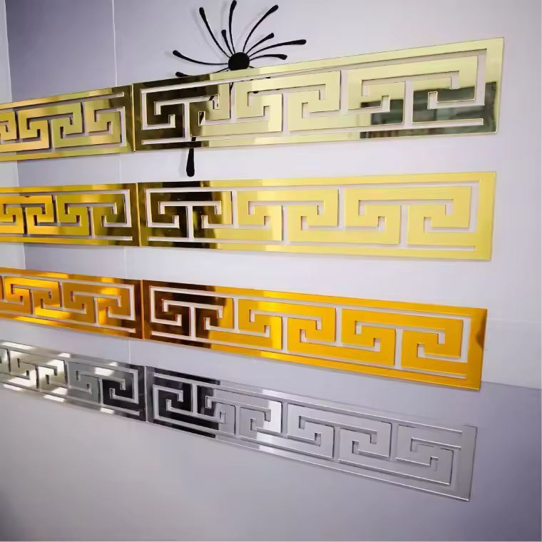 Wholesale Hot Selling Home 3d Self-adhesive Acrylic Top Corner Lin Background Wall Decoration Frame Waist Skirting Line Sticker