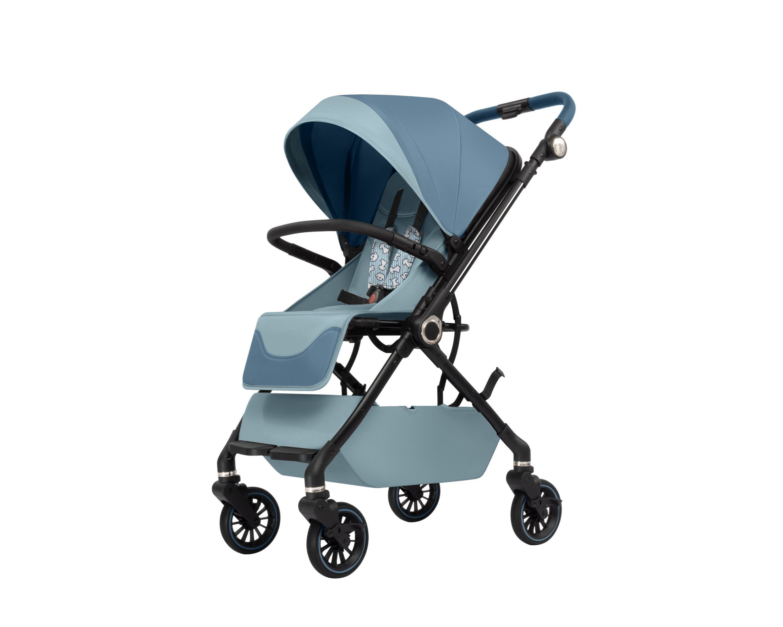 Versatile Portable 4-Wheel Premium Alloy Linen Buggy Two-Way Push Foldable Infant Stroller Big Light Convenient Sitting Travel