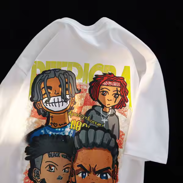 Unisex Summer Ins-style Trendy Top T-shirt 100% Cotton Oversized Fit Loose & Versatile Short Sleeve For Student Couples Outfit