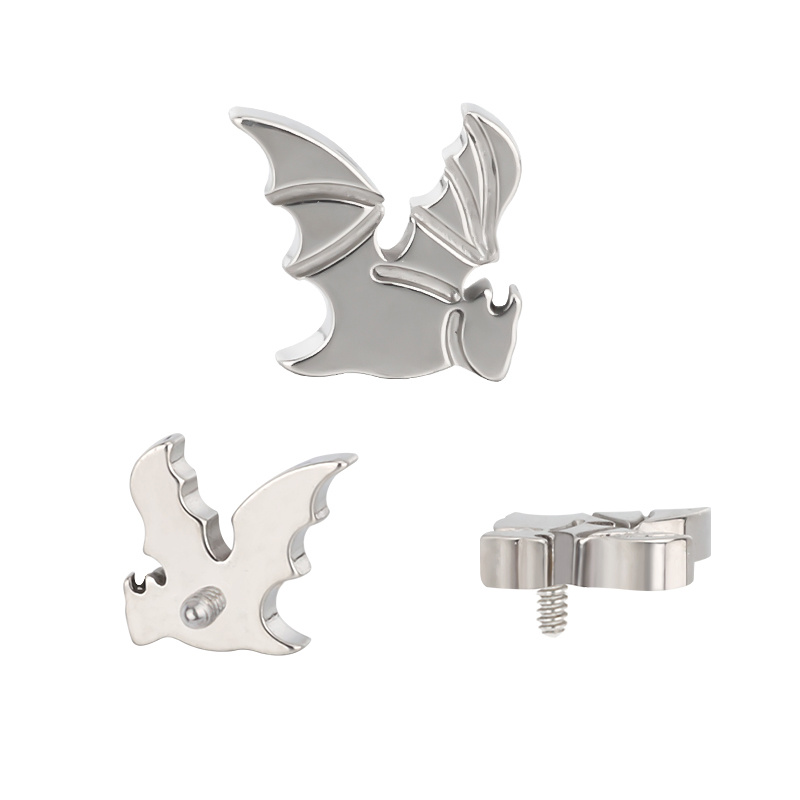 Hot ASTM F136 16g Titanium Bat Internally Threaded Top Ear Nose Ring Piercing Jewelry