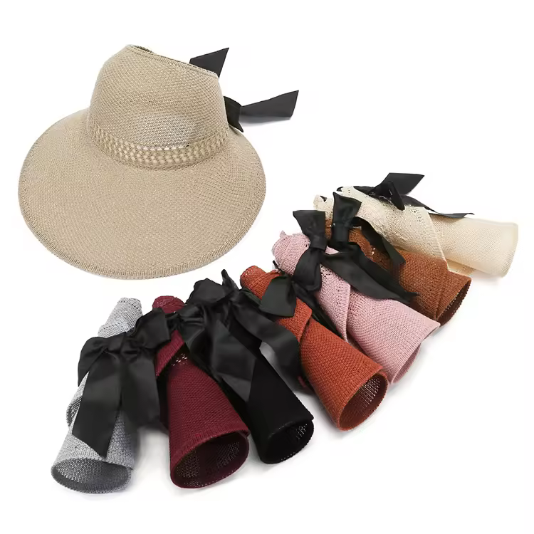 Summer Korean Outdoor Wide Brim Sunscreen Straw Hat High Quality Hollow Top Woman Sun Hat Bulk Wholesale