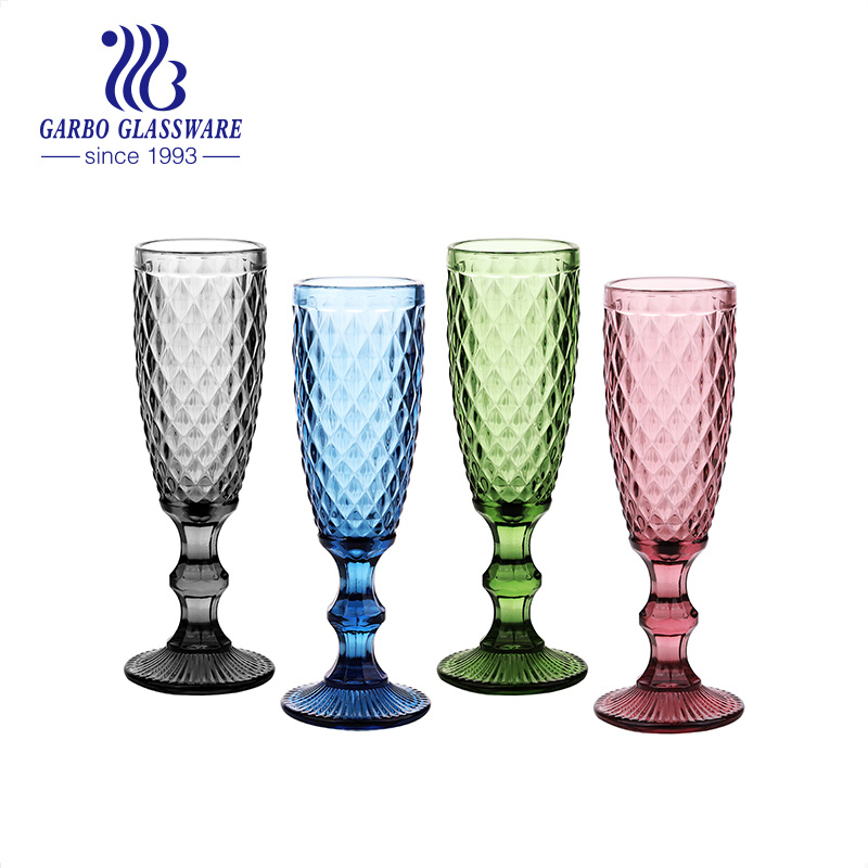 Elegant Premium Champagne Glasses with Unique Embossed Goblet Design