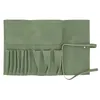 Green PU Leather 10-Slot Roll-up Travel Cosmetic Case – Waterproof Makeup Brush Pouch