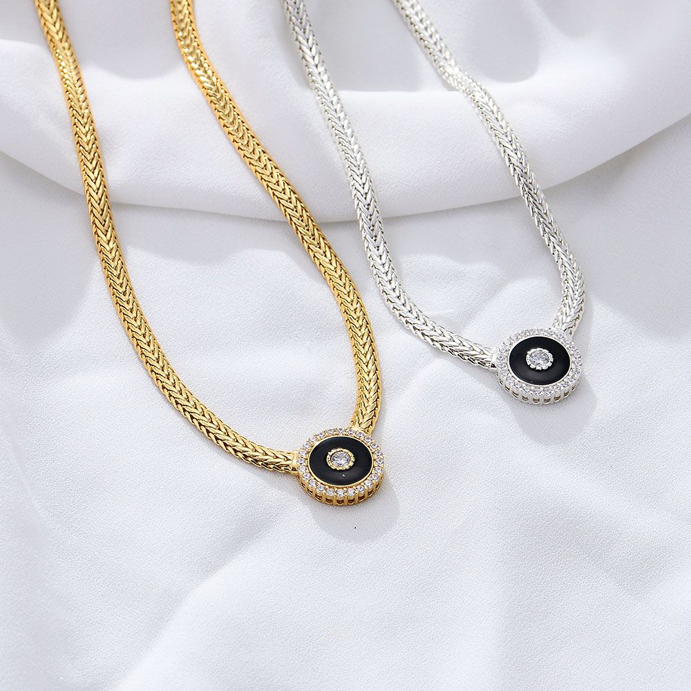 Latest Design Luxury Gold Plated Cubic Zircon Brass Flat Link Chain Necklace