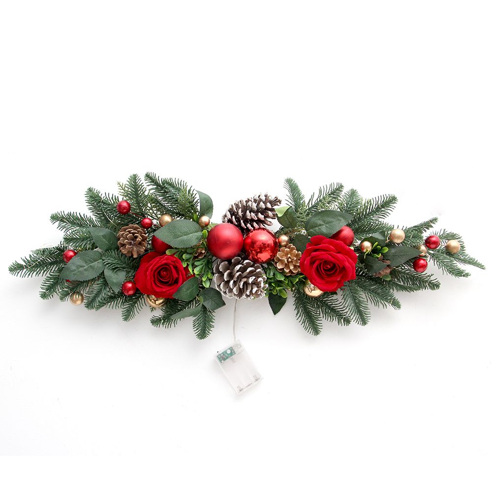 2024 Christmas Home Decor Rose Flowers Door Hangers Large Size Drop with LED Light Door Hangers for Christmas Decorations