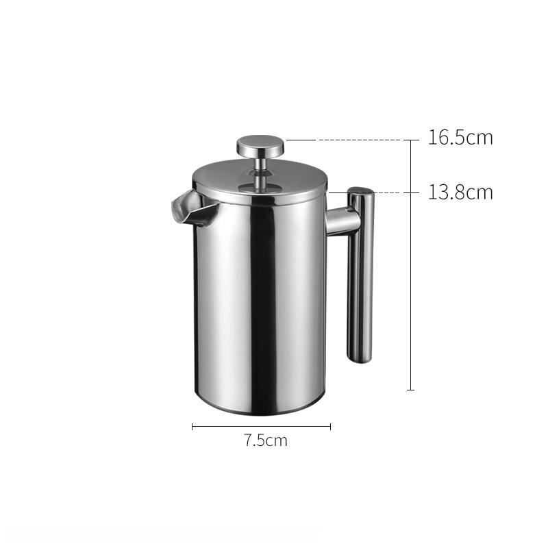 European Family Outdoor Double-Layer Heat-Resistant 304 Stainless Steel French Press Coffee Grinder Maker for Home Coffee Brewing
