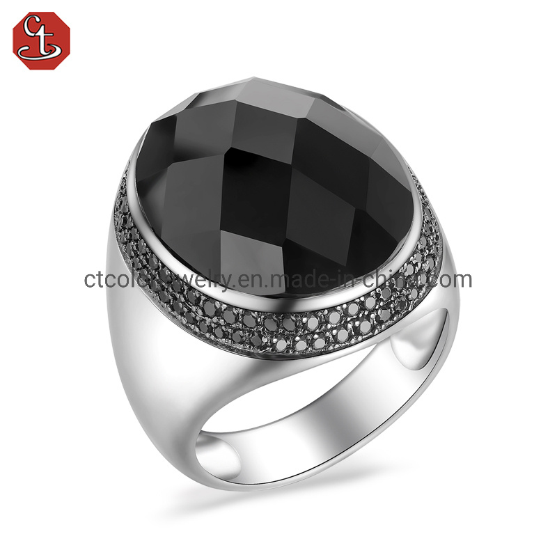 2024 new fashion Exquisite jewerly 925 silver black crystal Zircon Ring