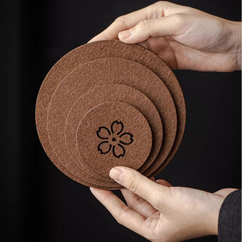 10PCS Felt Coaster Set with Holder Modern Decorative Drink Coasters Table Coasters