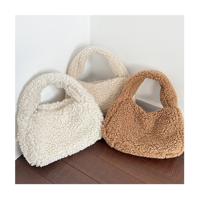 Isen 2025 Autumn and Winter New Womens Fashion Tote Bag Versatile Lamb Fur Handbag Crossbody Small Shoulder Bag