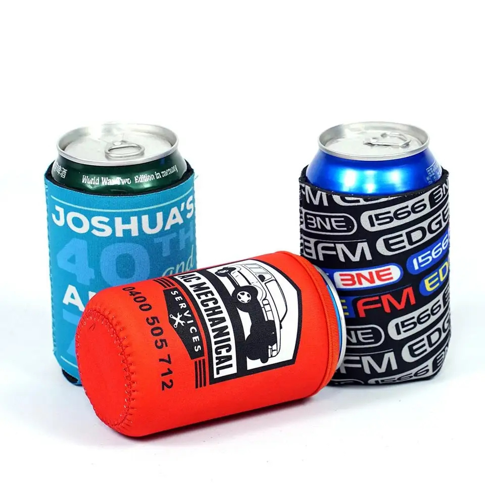 Logo Printed Can Cooler Neoprene Neoprene Tube 375ml Beer Can Cooler Neoprene Stubby Holder