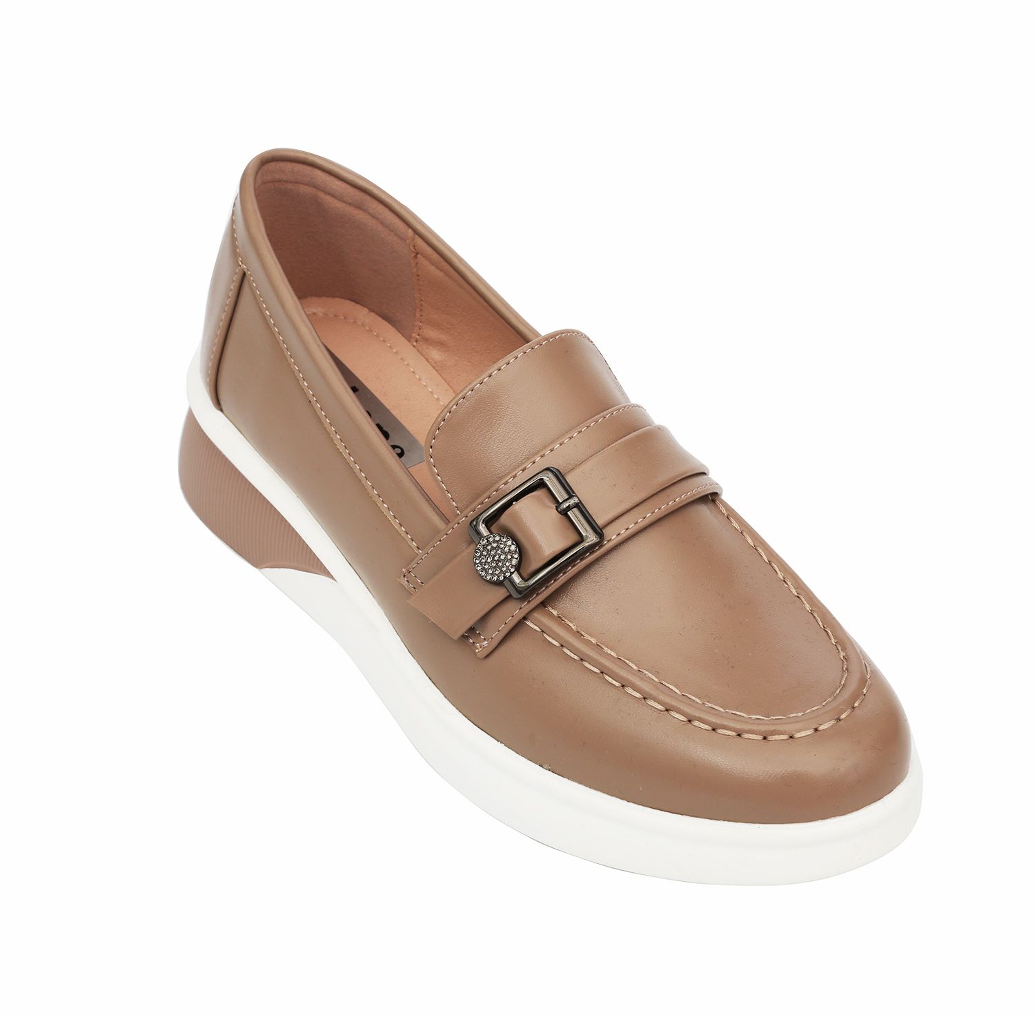 OEM Fashion Autumn PU Sole Round Head Hardware with Flat Shoes Women's Shoes