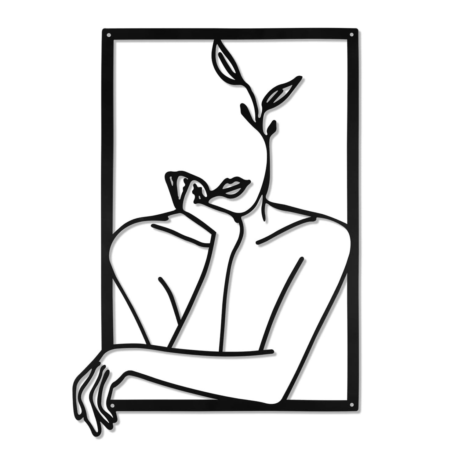 Minimalist Black Metal Wall Hanging Line Female Wall Modern Abstract 3D Art