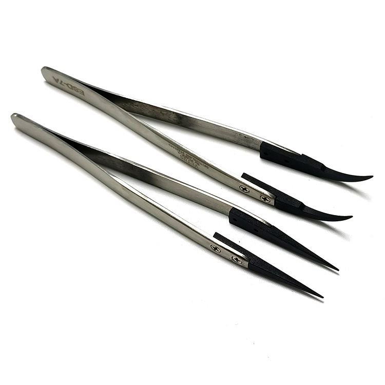 Hot Selling ESD Anti-Static Replaced Head Stainless Steel Tweezers