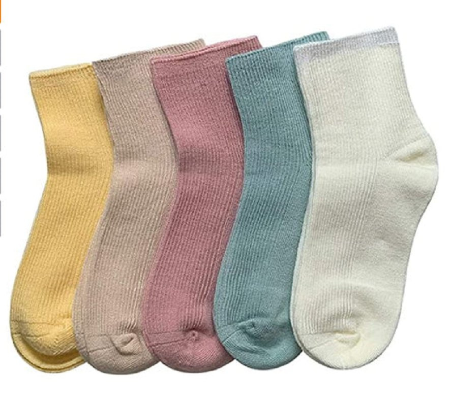 Bamboo Stretch Kids Crew Socks Breathable Boy Girl 5 Pairs Knitting Sport Sock